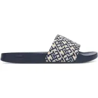 Tommy Hilfiger Pantolette 'TH Monogram Pool' beige / blå / marinblå