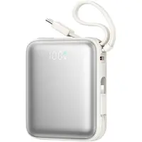 JOYROOM JR-PBF27 10000mAh 22,5W Powerbank med inbyggda USB-C- och Lightning-kablar - Vit