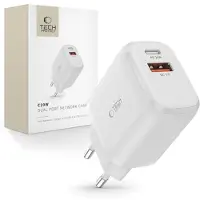 Tech-Protect C20W 2-Port Väggladdare - PD20W, QC3.0 - Vit