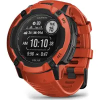 Garmin Instinct 2X Solar - 50 mm - fiberförstärkta polymerer - Ja smart klocka med band - handledsstorlek: 145-228 mm - monokrom - 64 MB - Bluetooth, ANT+ - 67 g - klarröd