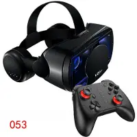 QINQING 3D VR Smart Glasögon Headset Virtual Reality Hjälm Smartphone Helskärmsseende Vidvinkellins med Controller Headset 7 tum 053 svart