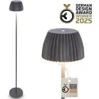 Briloner LED-golvlampa Brilo unplugged Riffle, antracit dimbar, Svart, Vardagsrum / matsal, Metall