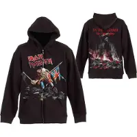 Ginza.se Iron Maiden: Unisex Zipped Hoodie/Scuffed Trooper (Black) (Back Print) (Large)