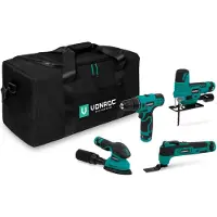 Vonroc Verktygsset 12V | Inkl. 4 maskiner, 4st batterier och verktygsväska
