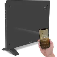 Vonroc Lyxigt konvektorelement med glaspanel – 1500W – Grå | Wifi