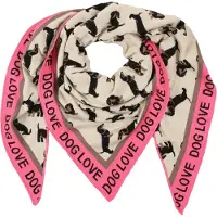 Zwillingsherz Scarf 'Love is Love' beige / brun / hallon / svart