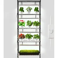 Vevor DIY-växthylla med odlingslampor, 180 cm högt inomhusväxtställ med hjul, 192W 5000K fullspektrum odlingslampor, kraftigt metallställ för växter, blomkruka för fröplantering