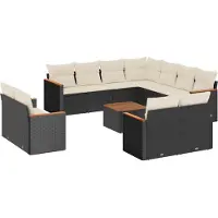 vidaXL Loungegrupp med dynor 12 delar svart konstrotting