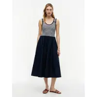 Tommy Hilfiger Gold Tone Button Slim Mixed Midi Dress