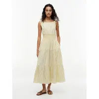 Tommy Hilfiger Sommarklänning 'Self- Strap Smock Midi' gul / grå / vit
