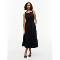 Tommy Hilfiger Self Tie Strap Smock Midi Dress