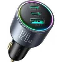JOYROOM bil-laddare JR-CCN07 145W, 2xUSB-C + USB-A, USB-C kabel 100W, mörkgrå