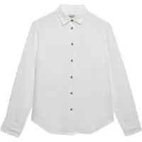 Superdry för kvinnor. W4010587A Vit premiumskjorta i linne (S), Casual, Lino, Lång ärm