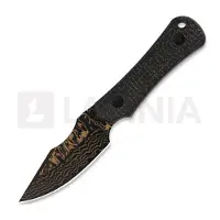 Kizer Cutlery Bone 1122A2 Acid-Washed Copper Damascus, Black Micarta, fixed knife, Maverick Customs design