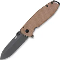 CRKT Squid XM Black 2495B Brown G10 pocket knife, Lucas Burnley design