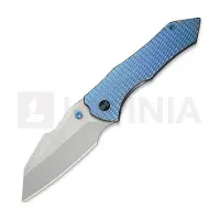 We Knife High-Fin XL WE24010-2 Bead Blasted CPM 20CV, Diamond Patterned Blurple Titanium, pocket knife