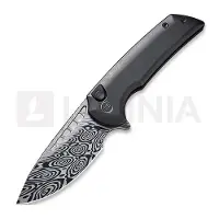 We Knife Mini Malice Heimskringla Damasteel fällkniv, svart