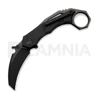 We Knife Tayra WE24069-1 Blackwashed Bevels Black Brushed Flats Böhler M390, Black Titanium, pocket knife