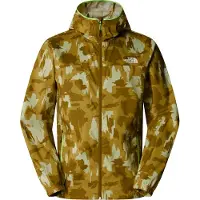 The North Face Men's Mountain Athletics Printed Hooded Wind Jacket Amber Green Painted Mountains Print