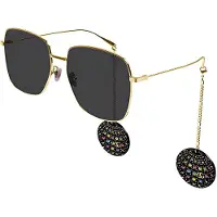 Gucci Enkla Fyrkantiga Hängande Solglasögon Dam Solglasögon GG1031S009 Dust Bag+Eyeglass Case (Random Color) black