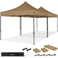 Vonroc Easy-Up Partytält – 6x3 m | Set inkl. 2x Partytält och 1x Kopplingskit – Beige