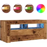 vidaXL TV-bänk med LED-lampor åldrat trä 90x35x40 cm konstruerat trä