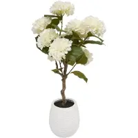 Atmosphera konstgjord hortensia i keramisk kruka MIKA, vit, 100 cm