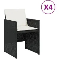 vidaXL Trädgårdsstolar med dynor 4 st svart konstrotting