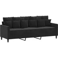 vidaXL 3-sitssoffa svart 180 cm sammet