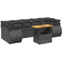 vidaXL Loungegrupp för trädgården med dynor 8 delar svart konstrotting