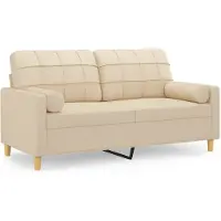 vidaXL 2-sits soffa med prydnadskuddar gräddvit 140 cm tyg