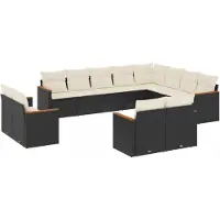 vidaXL Loungegrupp med dynor 12 delar svart konstrotting