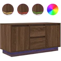 vidaXL TV-bänk med LED-lampor brun ek 100x41x50 cm