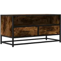 vidaXL Tv-bänk rökfärgad ek 80x34,5x40 cm konstruerat trä och metall