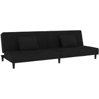vidaXL Bäddsoffa 2-sits med två kuddar svart sammet