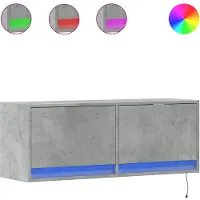 vidaXL Väggmonterad tv-bänk LED betonggrå 100x31x35 cm