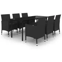 vidaXL Matgrupp för trädgården 7 delar med dynor konstrotting och glas
