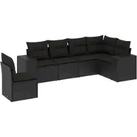 vidaXL Loungegrupp med dynor 6 delar svart konstrotting