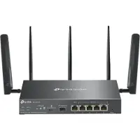 TP-LINK Omada ER706W-4G, Wi-Fi 6 (802.11ax), Dual-band (2,4 GHz / 5 GHz), Nätverksansluten (Ethernet), 4G, Svart, Desktop router