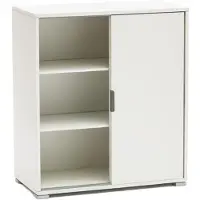 THE WHITE STONE Lågt skåp med 2 skjutdörrar Vit | Modern utrymmesbesparande skåp med 2 justerbara hyllor 75x38x85 cm vit