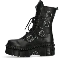 New rock - Mid-Calf läderstövlar med plattform - WALL373-S6
