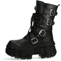 New rock Mid-Calf läder Goth Boots-WALL373-S5