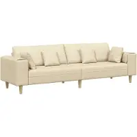vidaXL Soffa med kudde Kräm 250 x 77 x 76 cm tyg