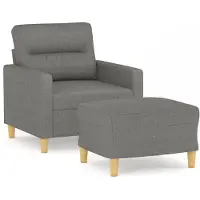 vidaXL Fåtölj med fotpall mörkgrå 60 cm tyg
