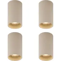 QAZQA Set med 4 moderna beige utanpåliggande spotlights GU10 50mm runda - Tuba
