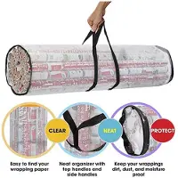 Jojomino Förvaringspåse för Julklappspapper Underbädd Julklappsinpackning Organizer Lätt Att Bära Handtag Genomskinlig Vattentät Påse