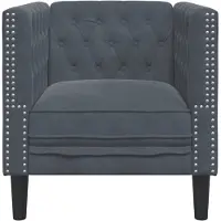 vidaXL Chesterfield fåtölj mörkgrå sammet, soffstol, enkelsoffa, badrumsfåtölj, fåtölj, soffa, 372674