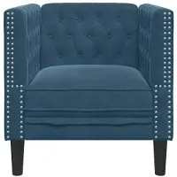 vidaXL Chesterfield-fåtölj, blå, klädd i sammet