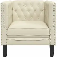vidaXL Chesterfield fåtölj i crème konstläder, soffstol, enkelsoffa, badrumsfåtölj, fåtölj, soffa, 372653