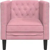 vidaXL Chesterfield fåtölj i rosa sammet, soffstol, enkelsoffa, badrumsfåtölj, fåtölj, soffa, soffa 372676